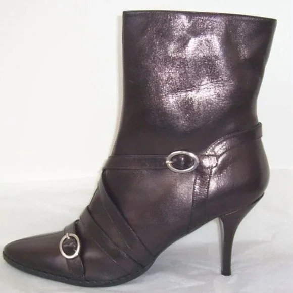 Dkny | Shoes | Dkny Black Leather Strap Buckle Ankle Boots  display picture 3
